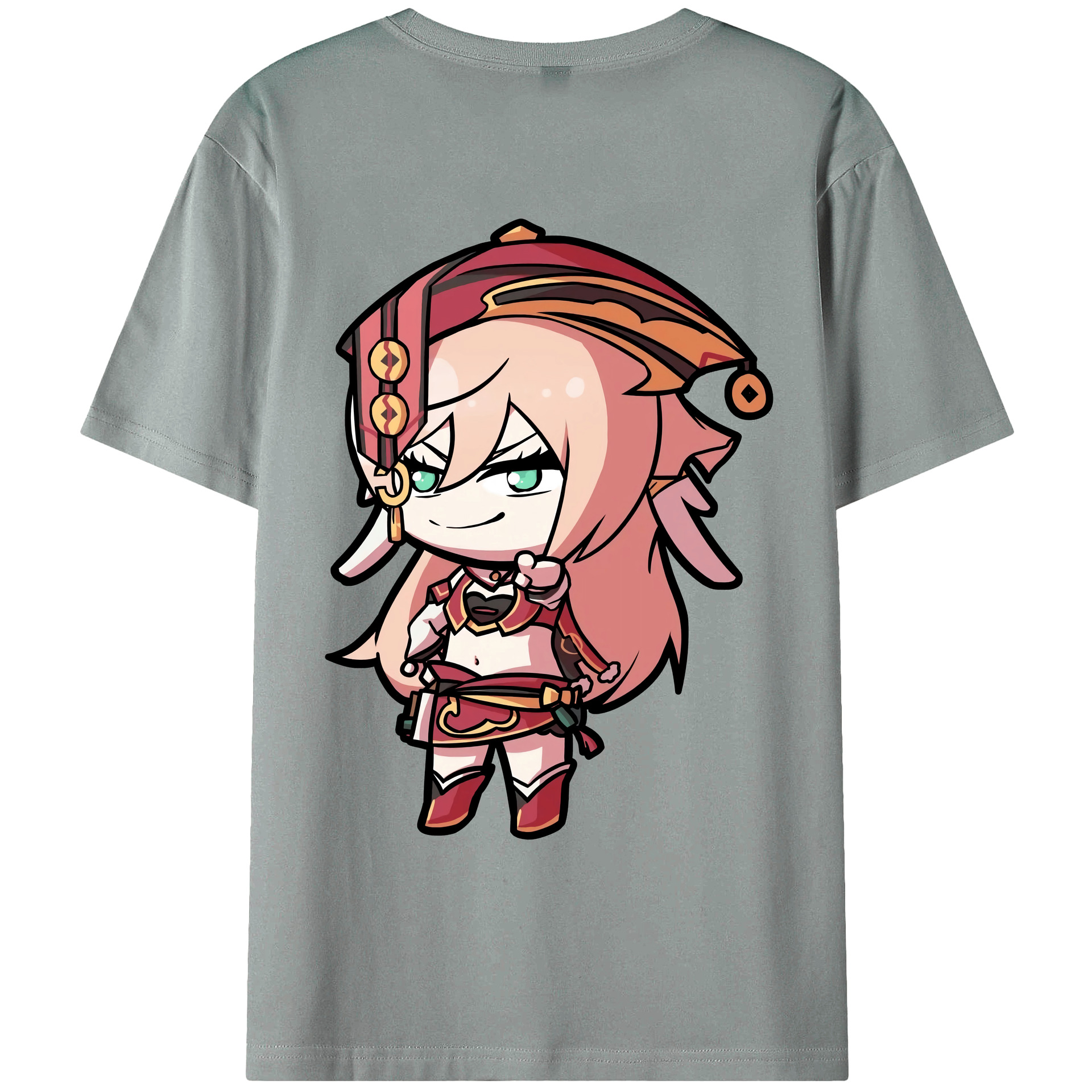 げんし神 ヤンフェイ genshin Yanfei 綿100％ メンズ半袖Tシャツ（バックプリント） 通気性
